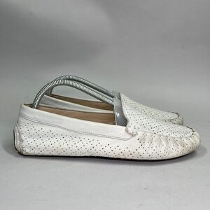 Cole Haan Driving Loafers Women's Size 10 White Perforated Leather Slip On Shoes